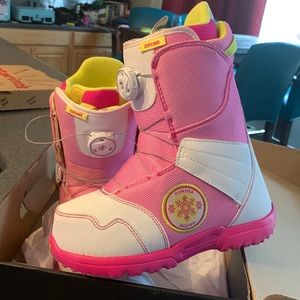Kids Pink and White Snow Boots